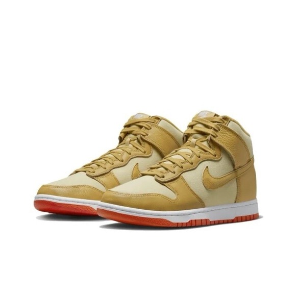 Nike Dunk Hi Retro PRM Shoes Wheat Team Gold White DV7215-700 Men's Sizes NEW 11 - Picture 1 of 7